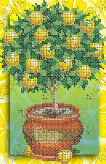 "Limone nel vaso". Schema ricamo a perline - Image 2