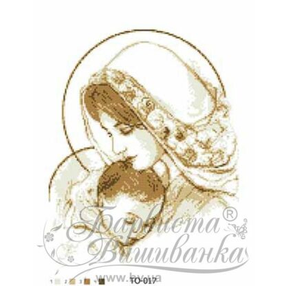 "Madonna con bambino Gesù Cristo"-03. Monocrome-marrone. Schema ricamo a perline