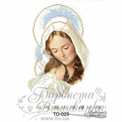 "Madonna con bambino". Schema ricamo a perline