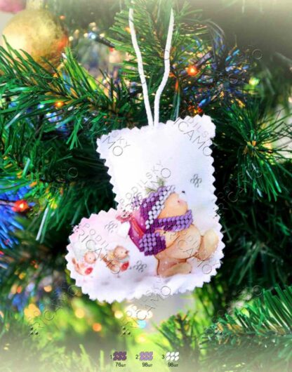 "Orsetto". Decorazione di Natale ricamo a perline