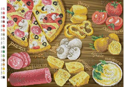 "Pizza alla boscaiola". Schema ricamo a perline