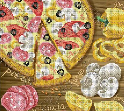 "Pizza alla boscaiola". Schema ricamo a perline - Image 2