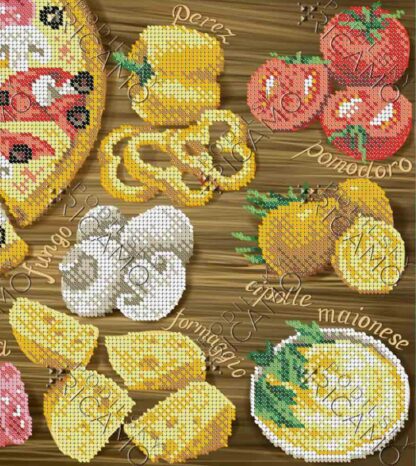 "Pizza alla boscaiola". Schema ricamo a perline - Image 3
