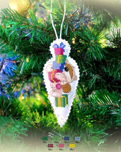 "Regali". Decorazione di Natale ricamo a perline