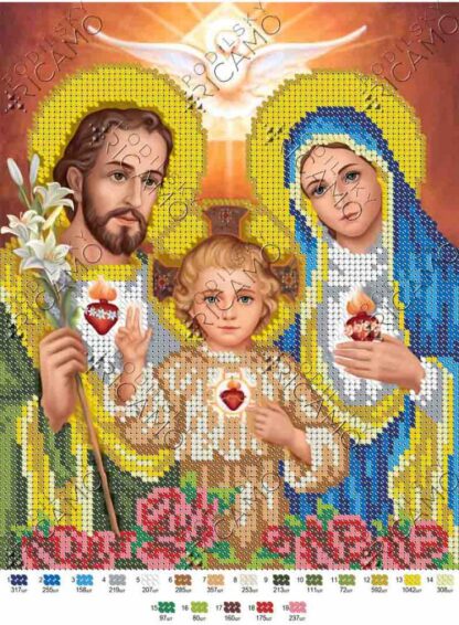 "Santa Famiglia di Gesù, Maria e Giuseppe". Schema ricamo a perline