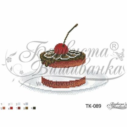 “Torta al cioccolato con ciliegia”. Schema ricamo a perline