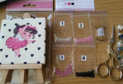 "Brava ballerina". Kit-pensierino ricamo a perline, con cavalletto - Image 3