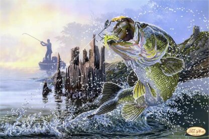 "Bravo pescatore".  Schema ricamo a perline