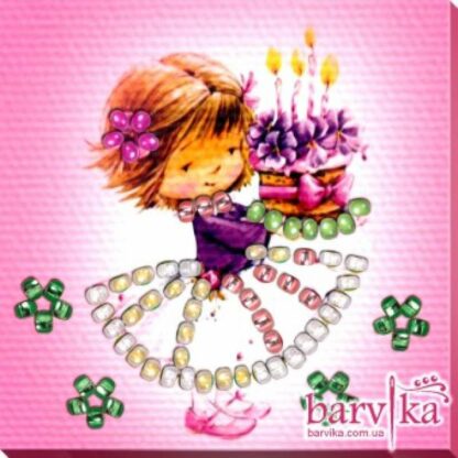 "Buon compleanno!". Kit-calamita ricamo a perline