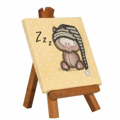 "Dormigliona. Gatto". Kit-pensierino ricamo a perline, con cavalletto - Image 2