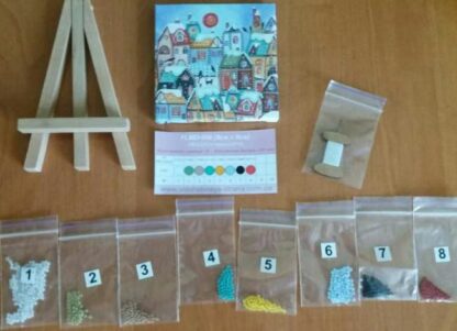 "Inverno in città"-02. Kit-pensierino ricamo a perline, con cavalletto - Image 3