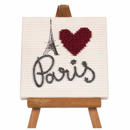 "Paris. Ti amo". Kit-pensierino ricamo a perline, con cavalletto