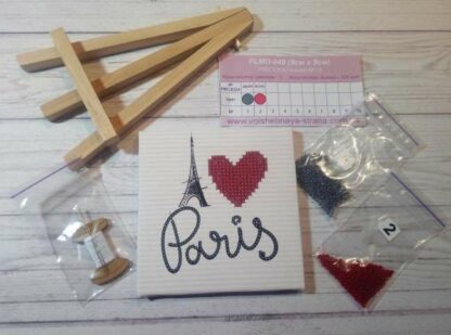 "Paris. Ti amo". Kit-pensierino ricamo a perline, con cavalletto - Image 3