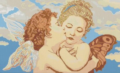 "Amore e Psiche, bambini" di Bouguereau. Schema ricamo a perline