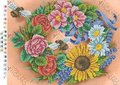 "Corona di fiori dell'estate". Schema ricamo a perline