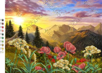 "Fiori di montagna". Schema ricamo a perline