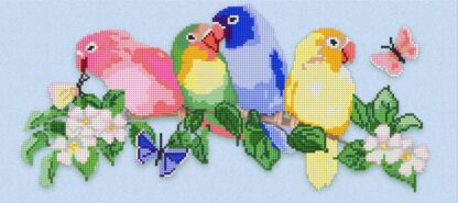 "I pappagalli colorati". Schema ricamo a perline