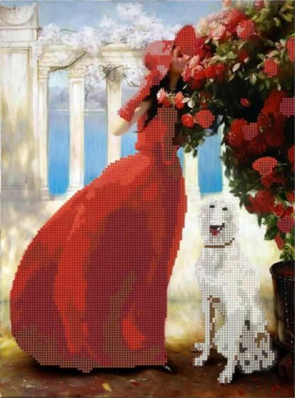 "Lady In Red". Schema ricamo a perline