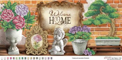 "Welcome HOME". Schema ricamo a perline