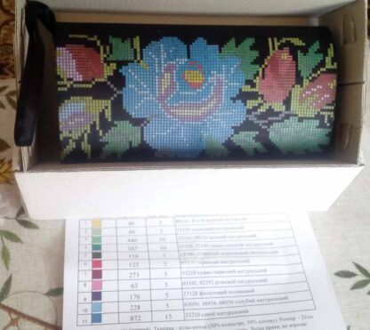 "La rosa di colore blu". Borsetta-pocket ricamo a perline, nero - Image 2
