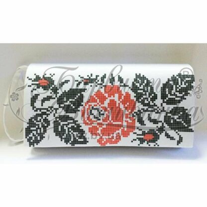 "La rosa rossa". Borsetta-pocket ricamo a perline, bianca - Image 2
