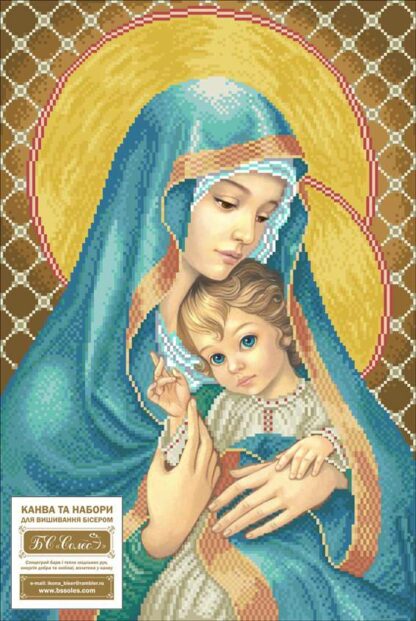 "Madonna con Bambino. Blu"-02 di Zorina Baldescu. Schema ricamo a perline - Image 2