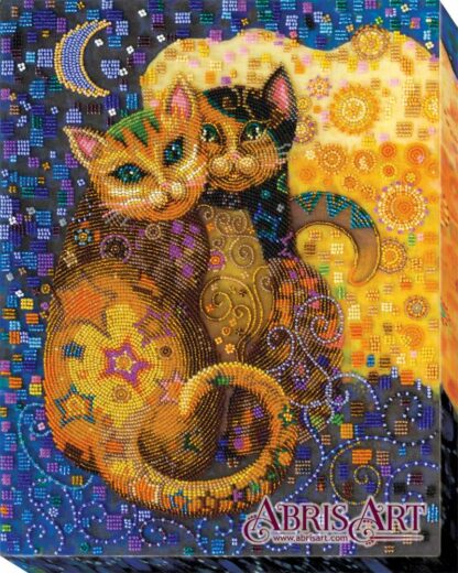 “Amore sotto la luna. Gatti”. Kit ricamo a perline