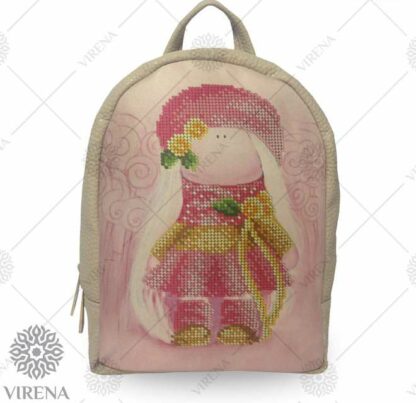 "Bamboletta". Zainetto beige ricamo a perline
