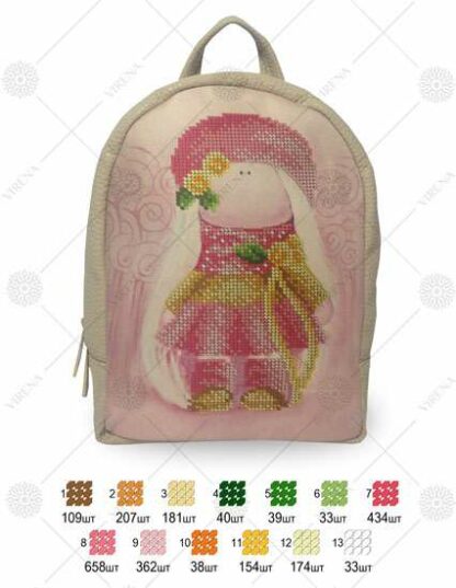 "Bamboletta". Zainetto beige ricamo a perline - Image 3