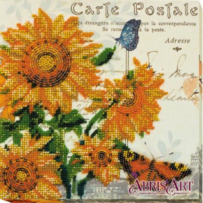 "Carte postale. Girasoli". Kit ricamo a perline