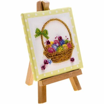"Cestino con uova di Pasqua". Kit-pensierino ricamo a perline, con cavalletto - Image 2