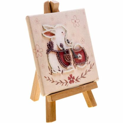 "Coniglietto pasquale". Kit-pensierino ricamo a perline, con cavalletto - Image 2