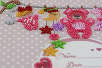 "Fiocco di nascita per bimba". Kit ricamo a perline - Image 2