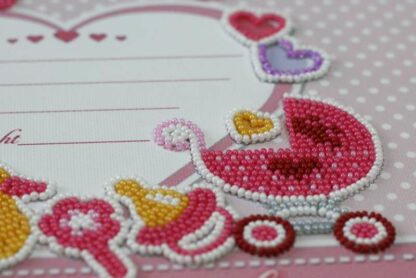 "Fiocco di nascita per bimba". Kit ricamo a perline - Image 3