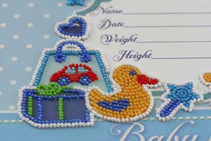 "Fiocco di nascita per bimbo". Kit ricamo a perline - Image 2