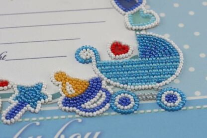 "Fiocco di nascita per bimbo". Kit ricamo a perline - Image 3