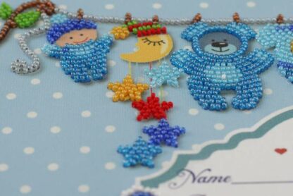 "Fiocco di nascita per bimbo". Kit ricamo a perline - Image 4