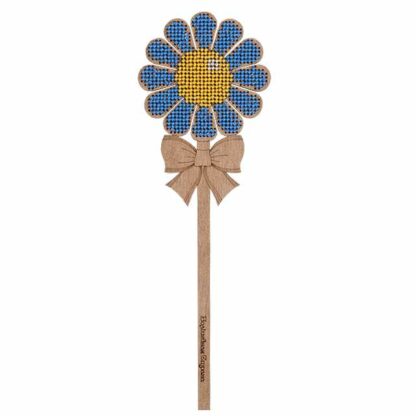 "Fiore blu" con maniglia. Kit ricamo a perline in legno