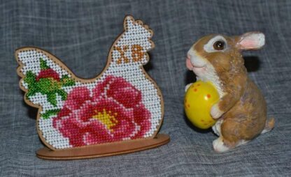 "Gallina. Fiore rosa". Kit ricamo a perline in legno - Image 4
