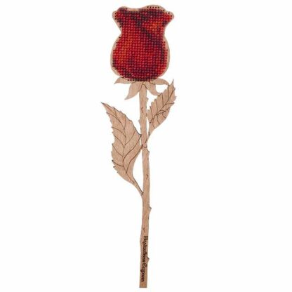 "Rosa rossa" con maniglia. Kit ricamo a perline in legno