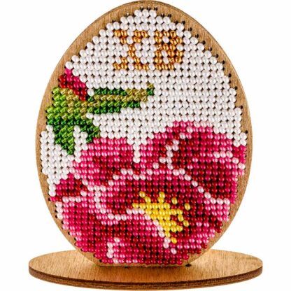 "Uovo. Fiore rosa". Kit ricamo a perline in legno