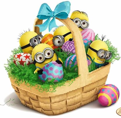 "Cestino pasquale con i Minions". Centrino ricamo a perline - Image 2
