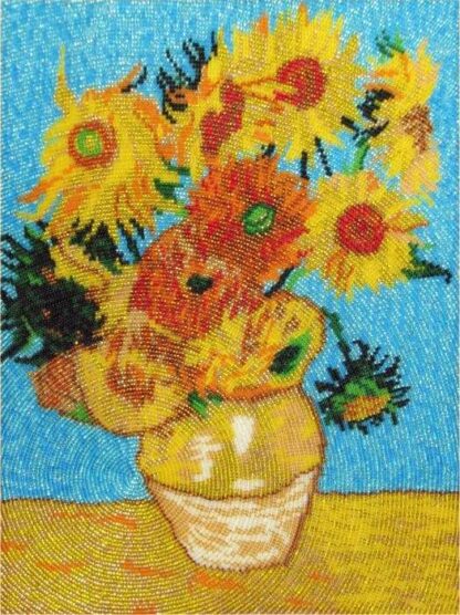 “Vaso con dodici girasoli” di Vincent Van Gogh. Kit ricamo a perline