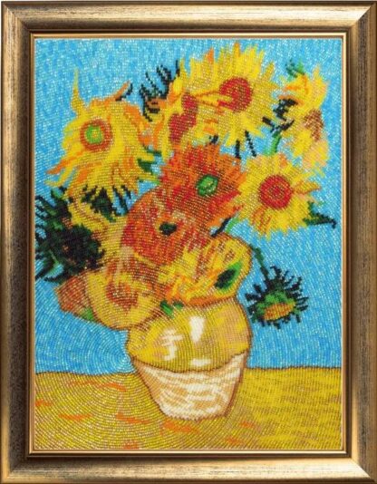 “Vaso con dodici girasoli” di Vincent Van Gogh. Kit ricamo a perline - Image 2