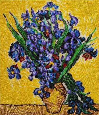 “Vaso con iris” di Vincent Van Gogh. Kit ricamo a perline