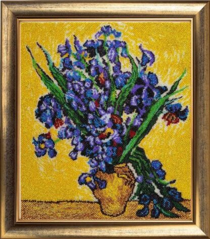 “Vaso con iris” di Vincent Van Gogh. Kit ricamo a perline - Image 2