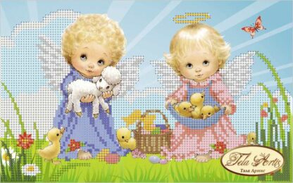 "Angioletti con cuccioli". Schema ricamo a perline