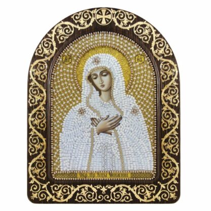 "Madonna dell’Umiltà in bianco". Kit-icona ricamo a perline, con cornice