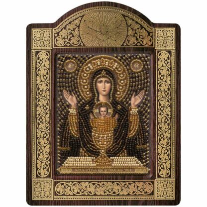 "Madre di Dio Calice Inesauribile". Kit-icona ricamo a perline, con cornice
