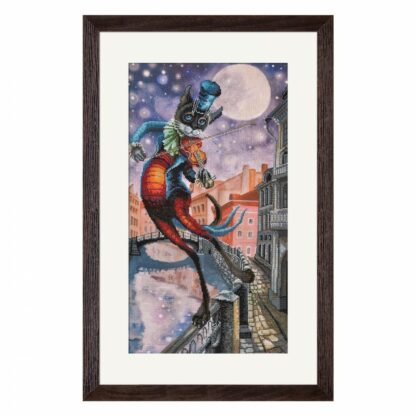 "Musica della luna. Gatto". Kit ricamo punto croce - Image 2
